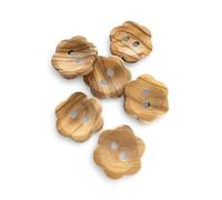 6 Stück hübsche Blume Holzknöpfe aus echtem Oliven Holz 2 Loch Naturknöpfe 13mm - 27mm (13mm)