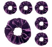 6 Stück klassische, luxuriöse, hochwertige, weiche Samt-Haargummis, Haarbänder, Pferdeschwanzhalter, Bommel für Frauen, Mädchen, Kinder (deep purple,6)