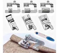 6 Stück Nähfüsse Edelstahl Nähfuß mit Kleine Nähschere Nähmaschine Presser Fuß 6 Größen Nähmaschinen-Saumfußband-Nähschere Multifunktions-Nähmaschinenfüße für Brother Singer, W6, Elina, Janome, Pfaff