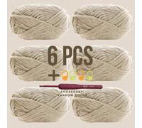 6 Stück/Packung, 300g (50g*6), kostenloses Geschenk enthalten (zufällige Farbe Häkelnadel + Maschenmarkierer), Chunky DIY Strickgarn, 50g/Ball, 60m/Ba