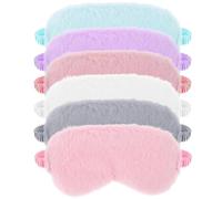 6 Stück Plüsch Augenmaske Weiche Schlaf Eye Mask Bequem Pelziges Kunstfell Schlafmasken Satin Nickerchen Nacht Augenbinden Schlafbrille für Damen Und Herren Kinder Sleeping, Geschenk (6 Farben)