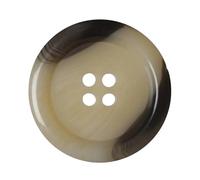 6 Stück Runde Kunsthorn Knöpfe 28 mm Beige - 4 Loch Kunststoffknöpfe für Mäntel, Jacken, Cardigans (45L)