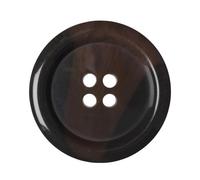 6 Stück Runde Kunsthorn Knöpfe 28 mm Hellbraun - 4 Loch Kunststoffknöpfe für Mäntel, Jacken, Cardigans (45L)