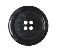 6 Stück Runde Kunsthorn Knöpfe 28 mm Schwarz - 4 Loch Kunststoffknöpfe für Mäntel, Jacken, Cardigans (45L)