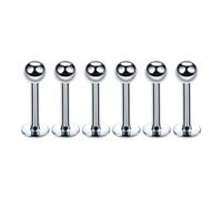 6 Stück Silber 1,2 x 8 x 3 mm 16 G 316L Edelstahl Kugel Lippe Tragus Helix Ohrring Ohrstecker Langhantelring Körper-Piercing-Schmuck-Set, 8 mm Wangenzungenringe Langhantel-Körperpiercing-Schmuck