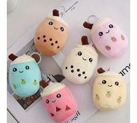6 Stück süße Frucht Bubble Tea Tasse Plüsch Schlüsselanhänger, Anime-inspirierte Kuscheltier Spielzeuge mit Schlüsselringen, weiches Lycra Material, f