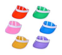 6 Stück Unisex Sonnenvisier Neon Farben, Beach Sonnenhut Sommerhut, 80er Jahre Retro Sonnenblenden, Transparente Kunststoff-Sonnenblende für Golf, Tennis and Pokerpartys