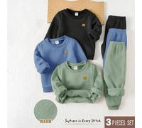6 Stücke Baby Jungen Set aus weichem Strick Jacquard Rundhals Langarm Sweatshirt und Hose mit Gummibund