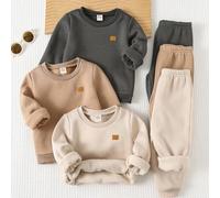 6 Stücke Baby Jungen Set aus weichem Strick Jacquard Rundhals Langarm Sweatshirt und Hose mit Gummibund