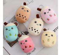 6 Stücke süße Frucht Bubble Tea Tasse Plüsch Schlüsselanhänger, Anime-inspirierte Kuscheltier Spielzeuge mit Schlüsselringen, weiches Lycra Material,