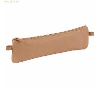 6 x Clairefontaine Schlampermäppchen Leder flach 22x6cm Naturton