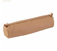 6 x Clairefontaine Schlampermäppchen Leder rund 5,5x22cm Naturton