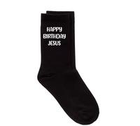 60 Second Makeover Limited Happy Birthday Jesus Christmas Black Calf Socks One Size, Schwarz , Einheitsgröße