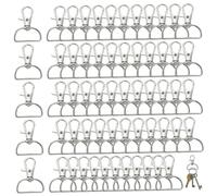 60 Stück drehbare Karabinerhaken, 2, 5 cm silberne Schlüsselanhänger-Clips mit D-Ringen für Schlüsselringe, Schlüsselbandherstellung, Taschengurte und DIY-Bastelbedarf.