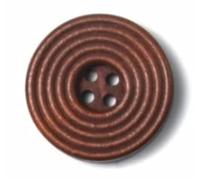 60 Stück edle Holzknöpfe Knöpfe Ø ca. 25mm rund Rillen-Muster 4 Loch kaffeebraun braun