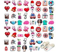 60 Stück Schuhanstecker Pins Anstecker Für Crocs Jibbitz, Schuh Charms Krankenschwester Medizin Schuhanhänger Karikatur Arzt Nurse Zubehör Für Clogs DIY Dekorationen, Kinderpartys Geschenk