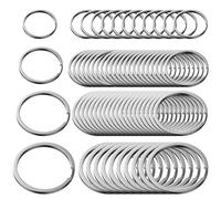 60 Stück Silberne Schlüsselring, Flache Schlüsselanhänger Ring Schlüsselringe Klein Edelstahl 20mm/25mm/30mm/35mm Schlüsselanhänger Spaltring Ringe für Schmuck Halsketten Armbänder Ohrringe Basteln