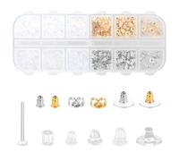 600 Stück Ohrring-Verschlüsse, 12 Stile Metall Silikon Ohrring Rücken Stopper Rückstecker Ohrringeset mit Aufbewahrungsbox Ohrstopper Zubehör Kugel Schmetterlinge Ohrstopper für DIY Schmuckherstellung