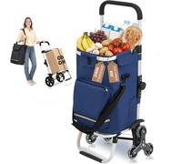 60L Einkaufstrolley Treppensteiger, 3-In-1 Klappbarer Trolley, Klappbarer Hackenporsche, Hackenporsche Mit Haken, 6 Räder & Großes Fassungsvermögen, Lebensmitteltransportwagen, Tragbare Einkaufshilfe,