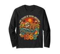 60th Birthday Retro Sloth Tropical Vintage 1966 60 Years Old Langarmshirt