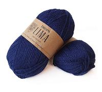 65 % Wolle und 35 % Alpaka-Garn zum Stricken und Häkeln, 3 oder leicht, Kammgarn, DK Gewicht, Drops Lima, 50 g pro Knäuel (9016 Marineblau)
