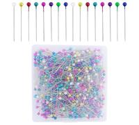 650 Stück Lange Glaskopfnadeln, runde Nadeln, Edelstahlnadeln, Nadeln mit Kopf, zum Basteln, Nähen, Schmuckteile, Dekoration (Multicolor)
