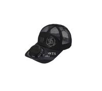 (650mAh,Black)Adults Mesh Baseball Cap Fishing Beach Hats with Solar Fan, Summer UV Protection