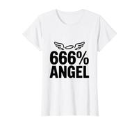 666% Engel lustiger dunkler Humor Preisgünstiges Grafik-T-Shirt, Damen, Weiß, S