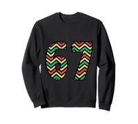 67 Afroamerikanischer Stolz Stil Zick-Zack Grafik Zahlen-Design Sweatshirt