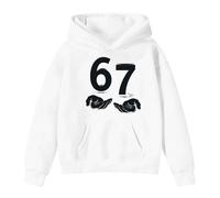 67 Hoodies Jungen und Mädchen Six Seven Printed Pullover Tops Y2k Classic Cartoon Kapuzen-Sweatshirt Vintage Festival Mädchen Kleidung, weiß, 3-4 Years