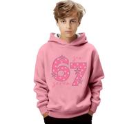 67 Kapuzenpullover für Jungen und Mädchen, langärmelig, lässig, Retro, Cartoon, bedruckt, Sweatshirts, klassisch, Winter, Kinder, Streetwear, rose, 7-8 Years