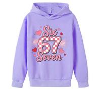 67 Pullover für Kinder, 6 7 Meme, Kapuzen-Sweatshirt, Urlaub, klassisch, Cartoon, langärmelig, für Festivals, Mädchenkleidung, violett, 3-4 Years