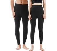 68 % Wolle, dicke Herren-Thermo-Unterwäsche, Winter-Leggings, lange Unterhose, für Herren und Damen, schwere Baselayer-Unterhose, Damen, dünn, schwarz, M