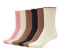 6er Pack camano Comfort Structured Baumwolle Crew Socken Damen 1030 - egret 35-38