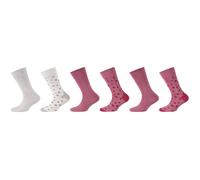 6er Pack camano Soft Baumwolle Crew Socken Kinder 4490 - rose wine 35-38
