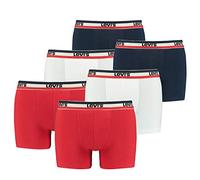 6er Pack Herren Levis SPRTSWR Logo Boxer Brief Boxershorts Unterwäsche Pants, Farbe:White/Blue/Red, Bekleidungsgröße:XXL