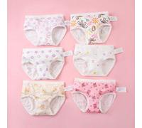 6er/Pack Mädchen Neue süße Blumen & Schleifen Muster weiche bequeme Unterhosen