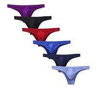 6er Pack Slips Herren Microfaser Slip Männer Slip Tanga String Sport Unterwäsche Bequeme Weiche Tangaslip Low-Rise Sportunterwäsche Mehrfarbig XL