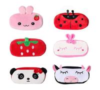 6er-Pack süße Federmäppchen, Cartoon-Plüsch-Federmäppchen mit Reißverschluss für Mädchen und Jungen,