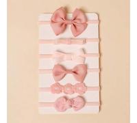 6er Set Baby & Kinder Rosa süße Schleife Sonnenblume Rose Dekor Nylon nahtlose elastische Stirnbänder, vielseitige modische Haaraccessoires für Neugeb