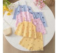 6er/Set bunte und süße Outfits für Kleine Mädchen, inklusive Spaghettiträger-Top und Shorts, leichtes und atmungsaktives Material, geeignet für Frühli