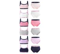 6er/Set Mädchen einfarbige strukturierte Stoff Camisole & Slip Sets in Rosa, Lila, Grau, Blau, Schwarz, Weiß, aus Baumwolle Herbst