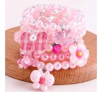 6er/Set Mädchen süße Schmetterling Herz Blume Schleife Anhänger Perlen Armband Armreif Schmuckset geeignet für Feiertage Party Schule tägliche Aktivit