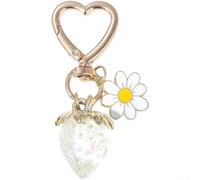 6er Set Schlüsselanhänger Metall Erdbeer Gänseblümchen für charme | Durable Alloy, Vintage für daisy & Strawberry Design, Secure Key Ring, Compact For Travel, Ideal For Friends