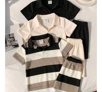 6er/Set süße lässige Preppy gestreifte Polohemd & Shorts Set für Kleine Jungen, geeignet für Frühling/Sommer Urlaub, Schule, Alltag Outfit