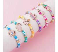 6er/Set süße Wasserschwein-Armband-Sets für Mädchen, bunte Polymer-Ton-Perlen verstellbare Armreifen, Cartoon-Tier-Freundschaftsgeschenk-Schmuck