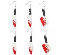 6pcs Halloween Ohrringe Set für Damen und Kinder - Ohrstecker, Schmuck und Geschenke für Mädchen und Frauen Ohrringe blutiges Hackebeil, Schmuck, Psycho, Halloween, Karneval