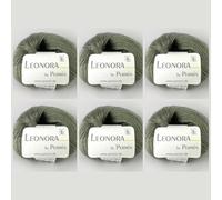 6x Leonora by Permin - Edles Seide-Wolle-Mohair-Garn (03 staubiges grün)