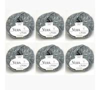6x Vera by Permin - Ganzjahresgarn aus Chainette, Baby-Alpaka & Baumwolle (125m/50g) (08 grau gesprenkelt)