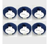 6x Vera by Permin - Ganzjahresgarn aus Chainette, Baby-Alpaka & Baumwolle (125m/50g) (11 royal blau)